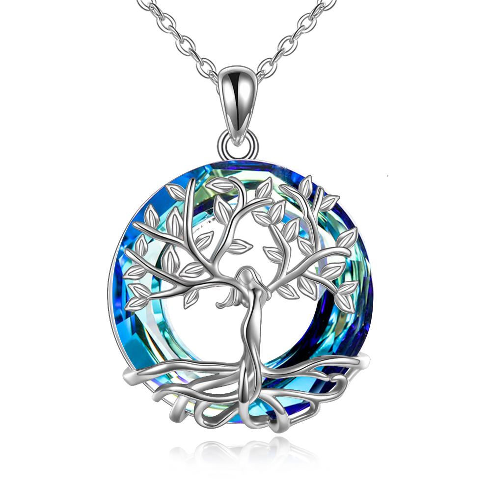 Sterling Silver Tree of Life Pendant Necklace Jewelry Gift for Women Girls with Crystal - More bang for your bucks