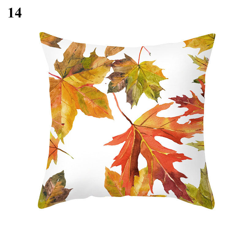 Maple Pumpkin Print Thanksgiving Peach Skin Pillowcase