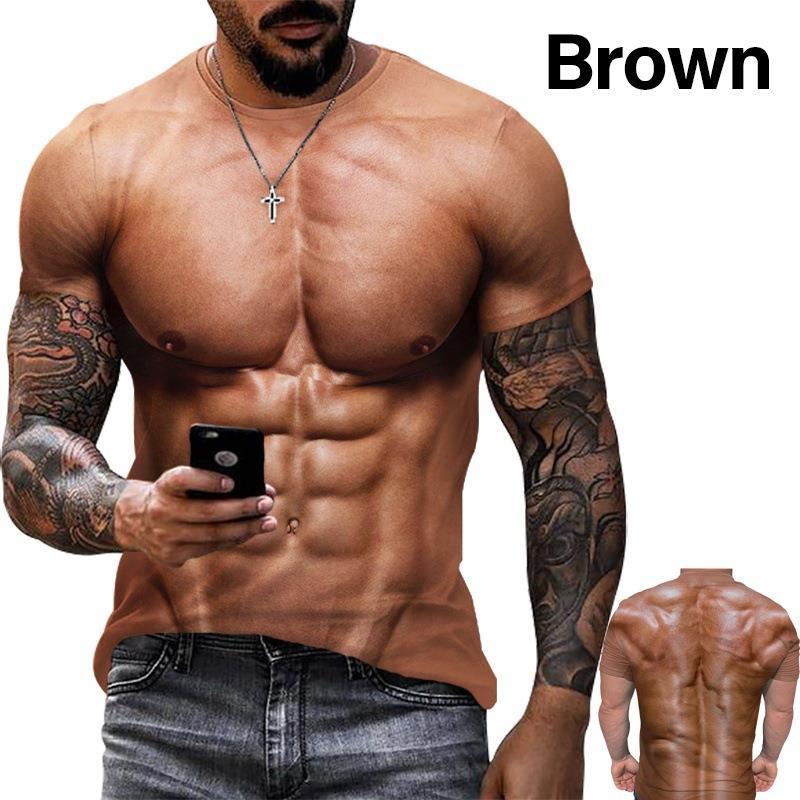 Summer Foreign Trade Summer Muscular Man 3D Digital Print T-shirt