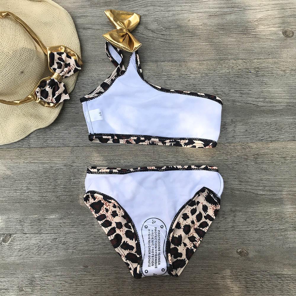 Kids Leopard Print Bikini Three-Piece Set - More bang for your bucks