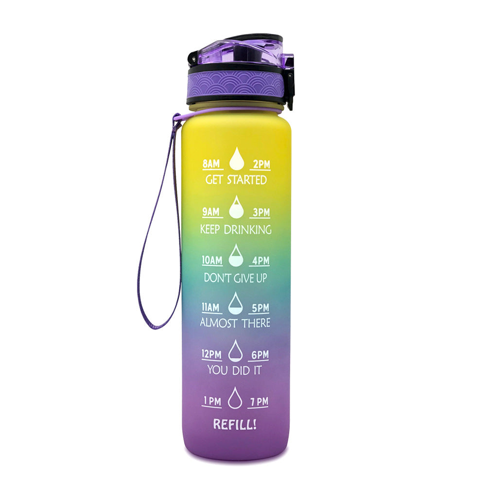 1L Tritan Water Bottle With Time Marker Bounce Cover Motivational Water Bottle Cycling Leakproof Cup For Sports Fitness Bottles - More bang for your bucks