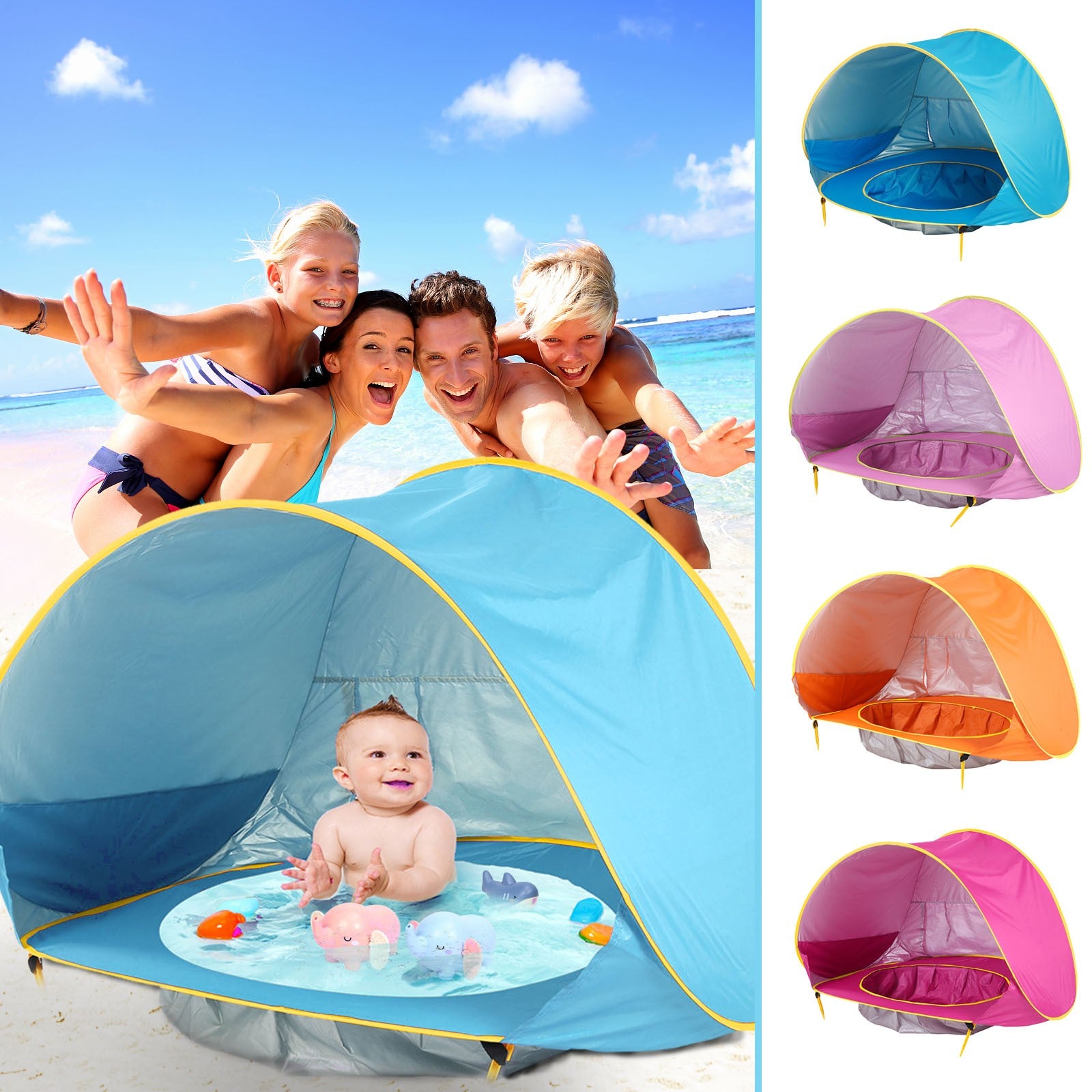 Baby Beach Tent Kids Outdoor Camping Easy Fold Up Waterproof  Up Sun Awning Tent UV-protecting - More bang for your bucks