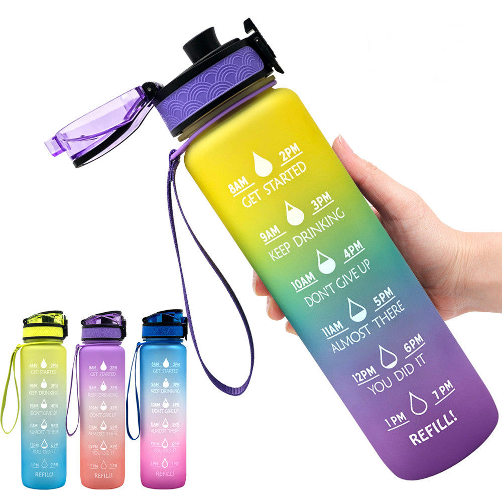 1L Tritan Water Bottle With Time Marker Bounce Cover Motivational Water Bottle Cycling Leakproof Cup For Sports Fitness Bottles - More bang for your bucks