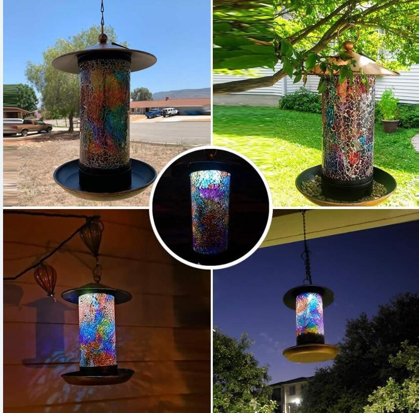 Solar Birds Feeder Outdoor Hanging Birds Feed Tool