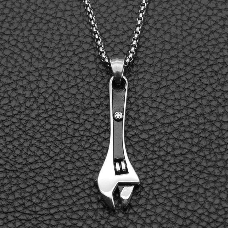 Titanium Steel Mechanic Repair Tool Pendant Domineering Wrench Necklace Men's European And American Fashion Necklace Jewelry - More bang for your bucks