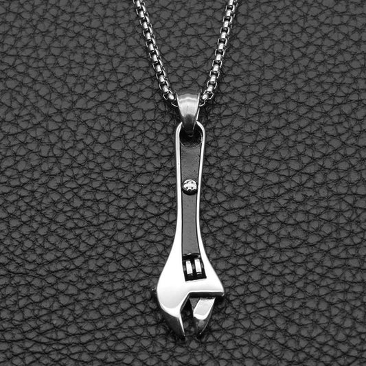 Titanium Steel Mechanic Repair Tool Pendant Domineering Wrench Necklace Men's European And American Fashion Necklace Jewelry - More bang for your bucks