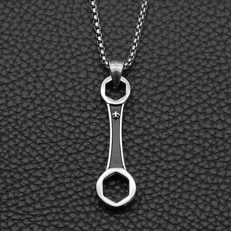 Titanium Steel Mechanic Repair Tool Pendant Domineering Wrench Necklace Men's European And American Fashion Necklace Jewelry - More bang for your bucks