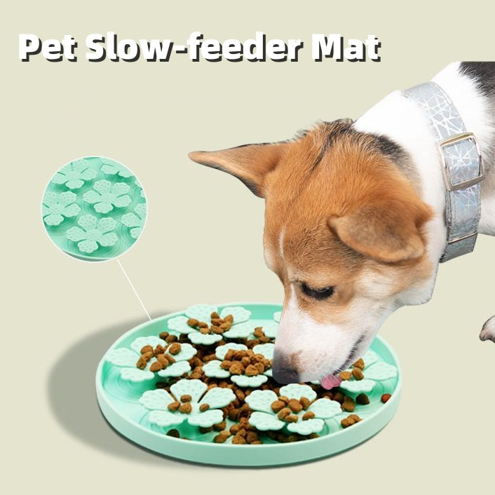 Dog Cat Slow Food Feeding Mat Silicone Dog Slow Feeder Bowl Pet Accessories Flower Shape Food-grade Silicone For Dogs And Cat Feeding Bowls  Pet Products