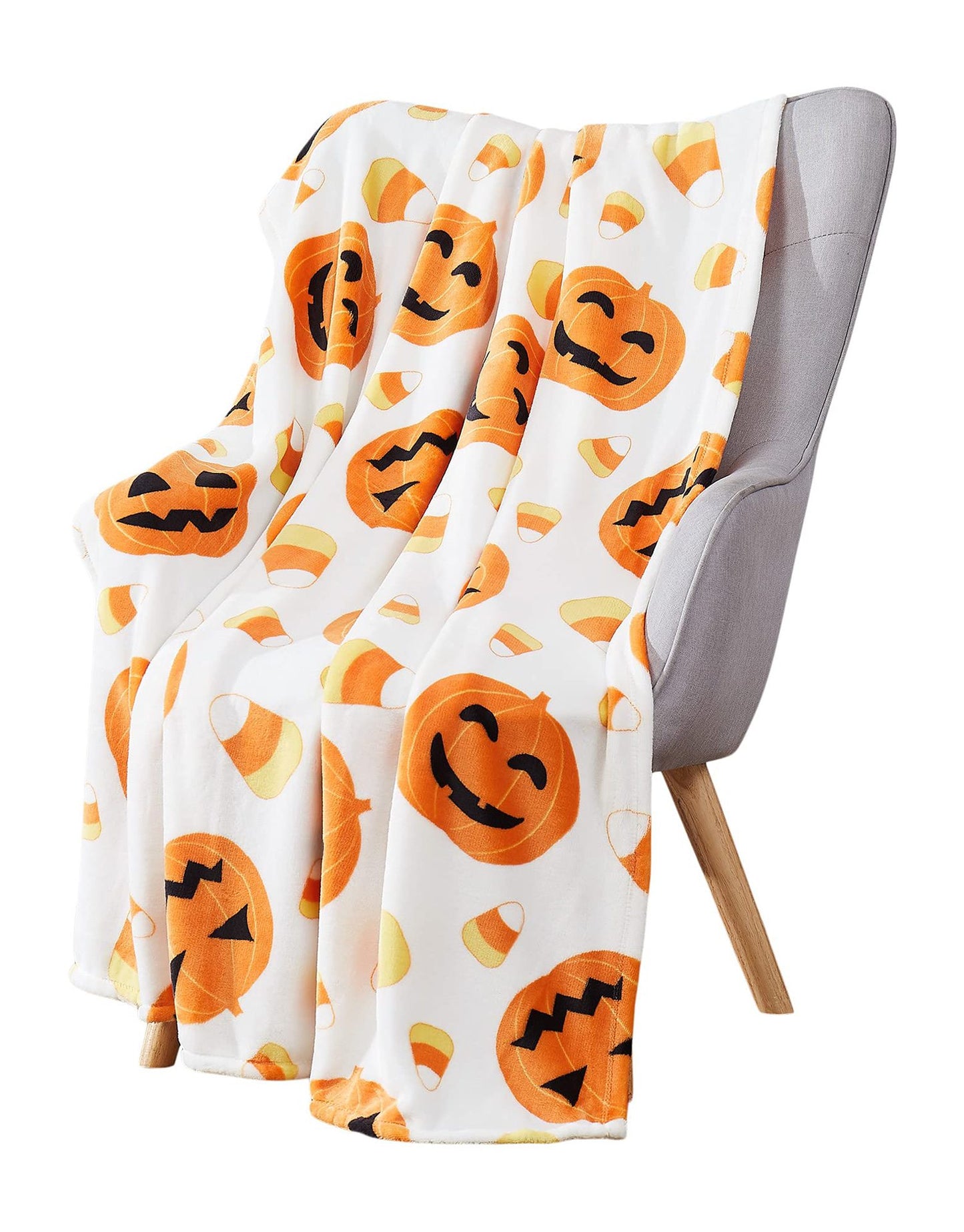 Halloween Pumpkin Bat Holiday Printing Flannel Blanket