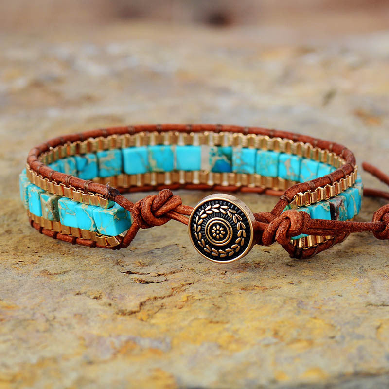 Fashion Imperial Stone Hand-woven Leather Bracelet - More bang for your bucks