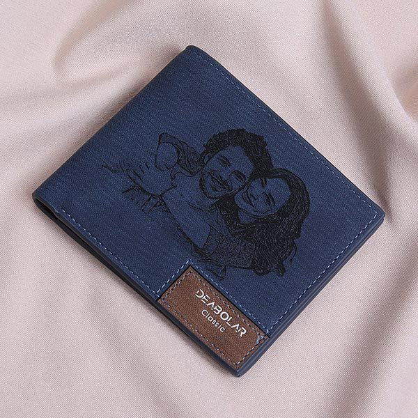 Engraving men Personalized inscription Photo engraved short wallet wallet personalized handbag postcard engraved wallets leather wallets - More bang for your bucks