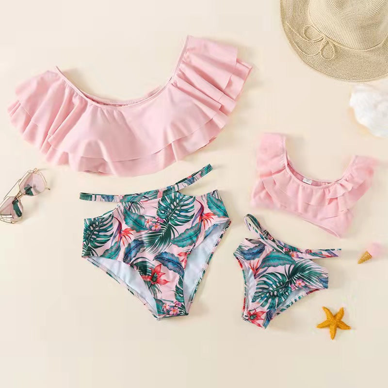 Parent-child Swimsuit European And American Family Bikini Lotus Leaf - More bang for your bucks