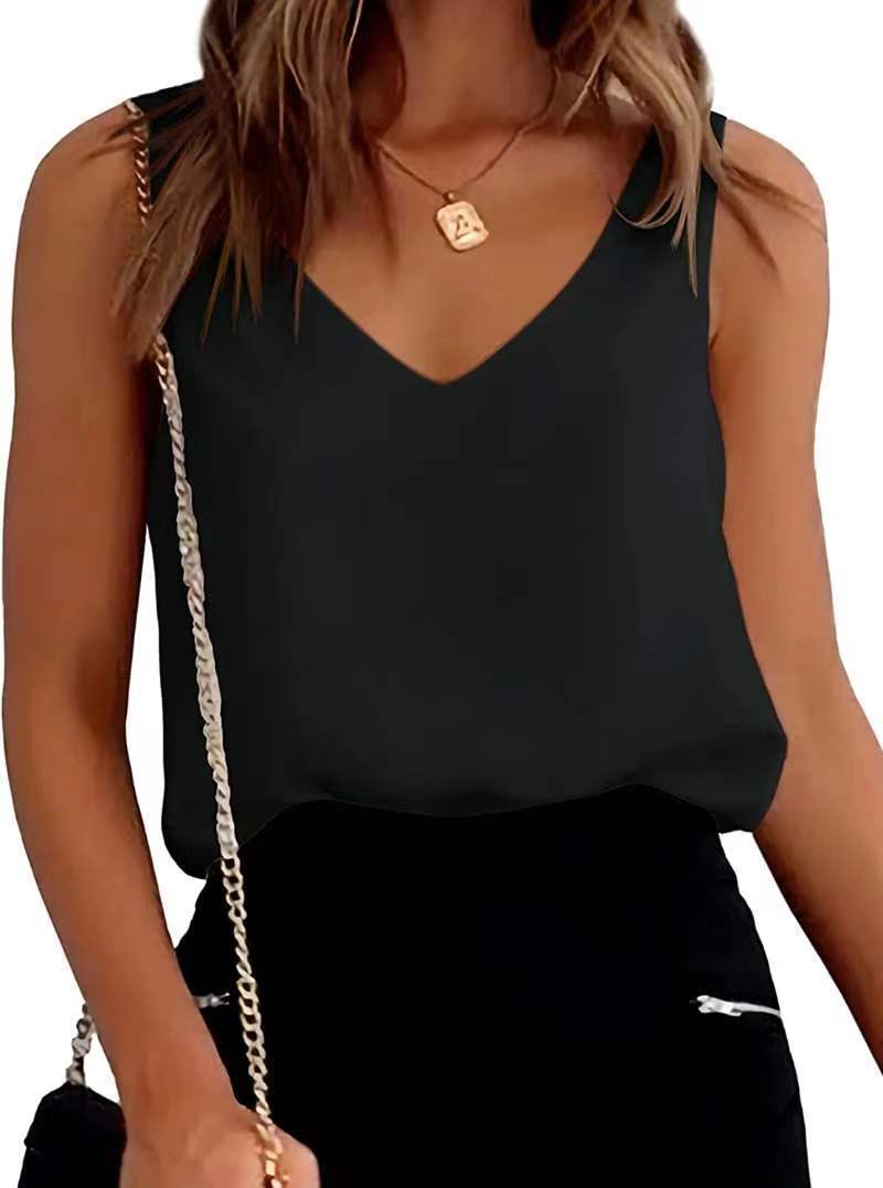 Women Tank Top Summer Casual V Neck Camisole Blouses Loose Sleeveless Cami Basic Tank Shirt - More bang for your bucks