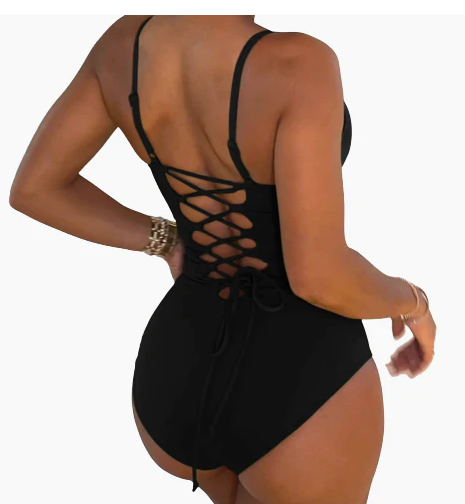 Summer Bikini Backless String Large Size Sexy Solid Color Triangle One-piece Swimsuit - More bang for your bucks