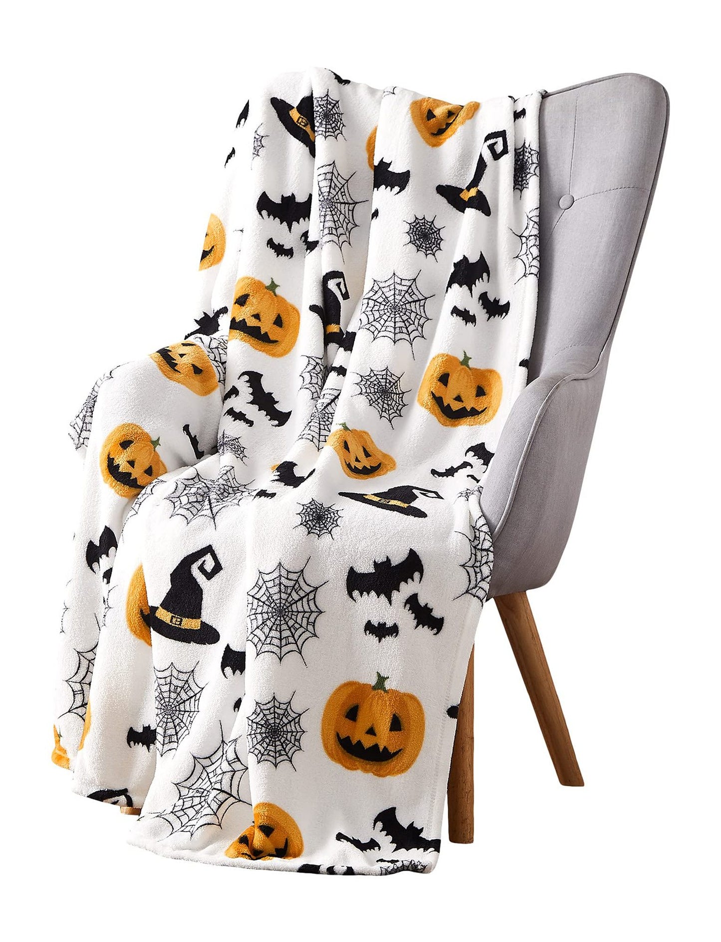 Halloween Pumpkin Bat Holiday Printing Flannel Blanket