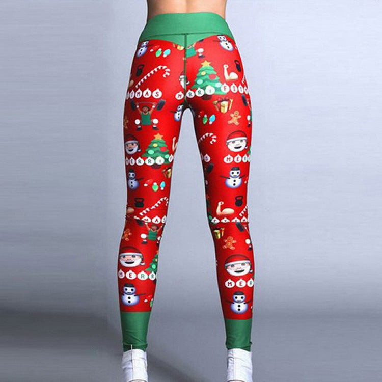 Sports Digital Printing Leggings Christmas High Waist Hip Lift