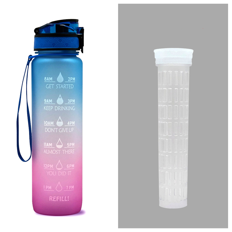 1L Tritan Water Bottle With Time Marker Bounce Cover Motivational Water Bottle Cycling Leakproof Cup For Sports Fitness Bottles - More bang for your bucks