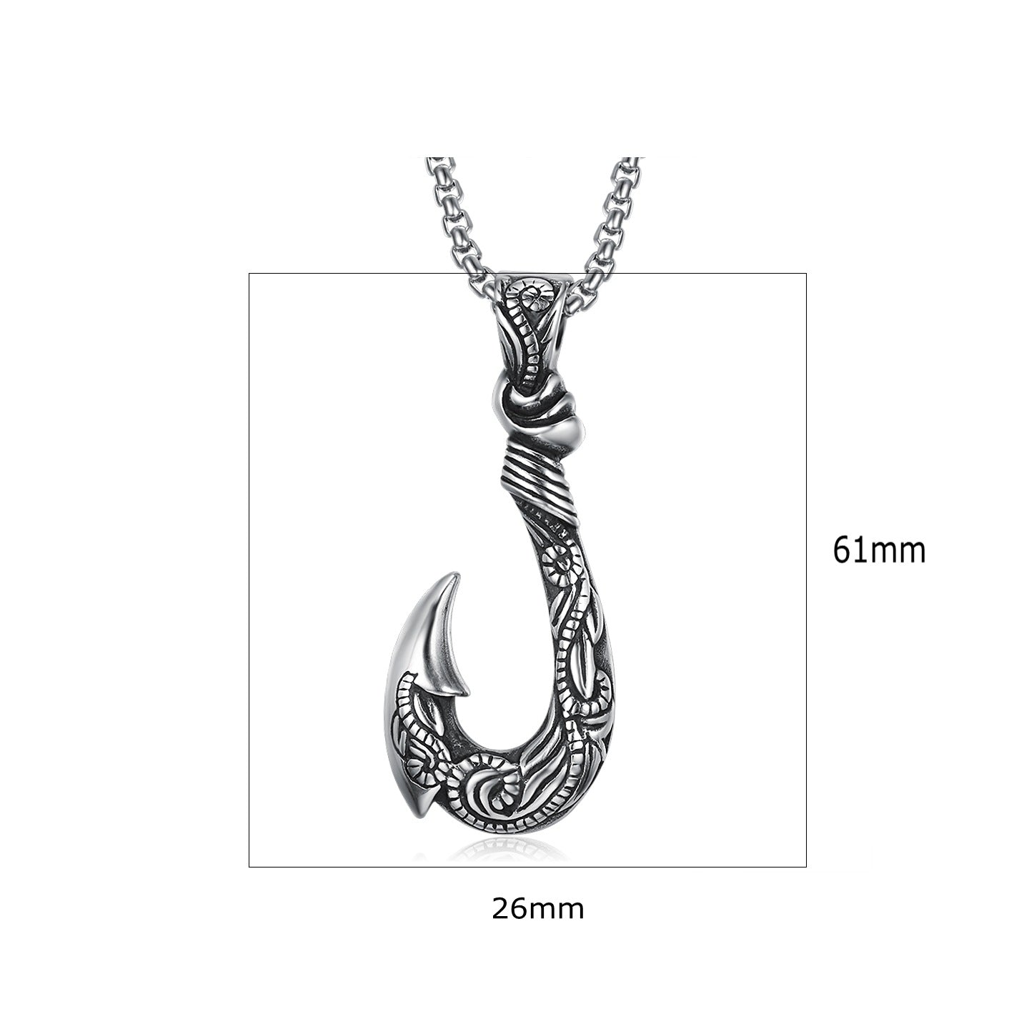 Vintage Stainless Steel Ocean Romance Fish Hook Titanium Steel Pendant - More bang for your bucks