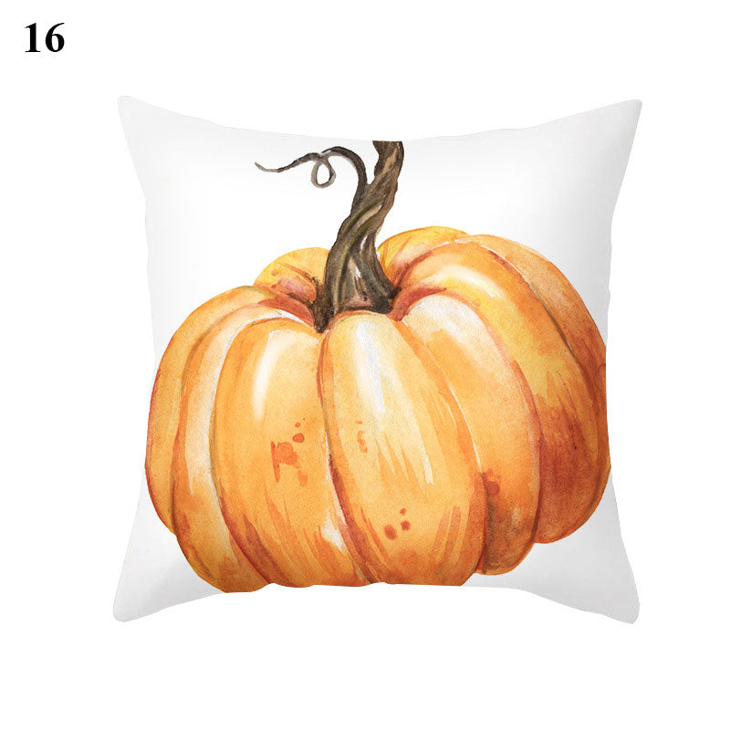 Maple Pumpkin Print Thanksgiving Peach Skin Pillowcase