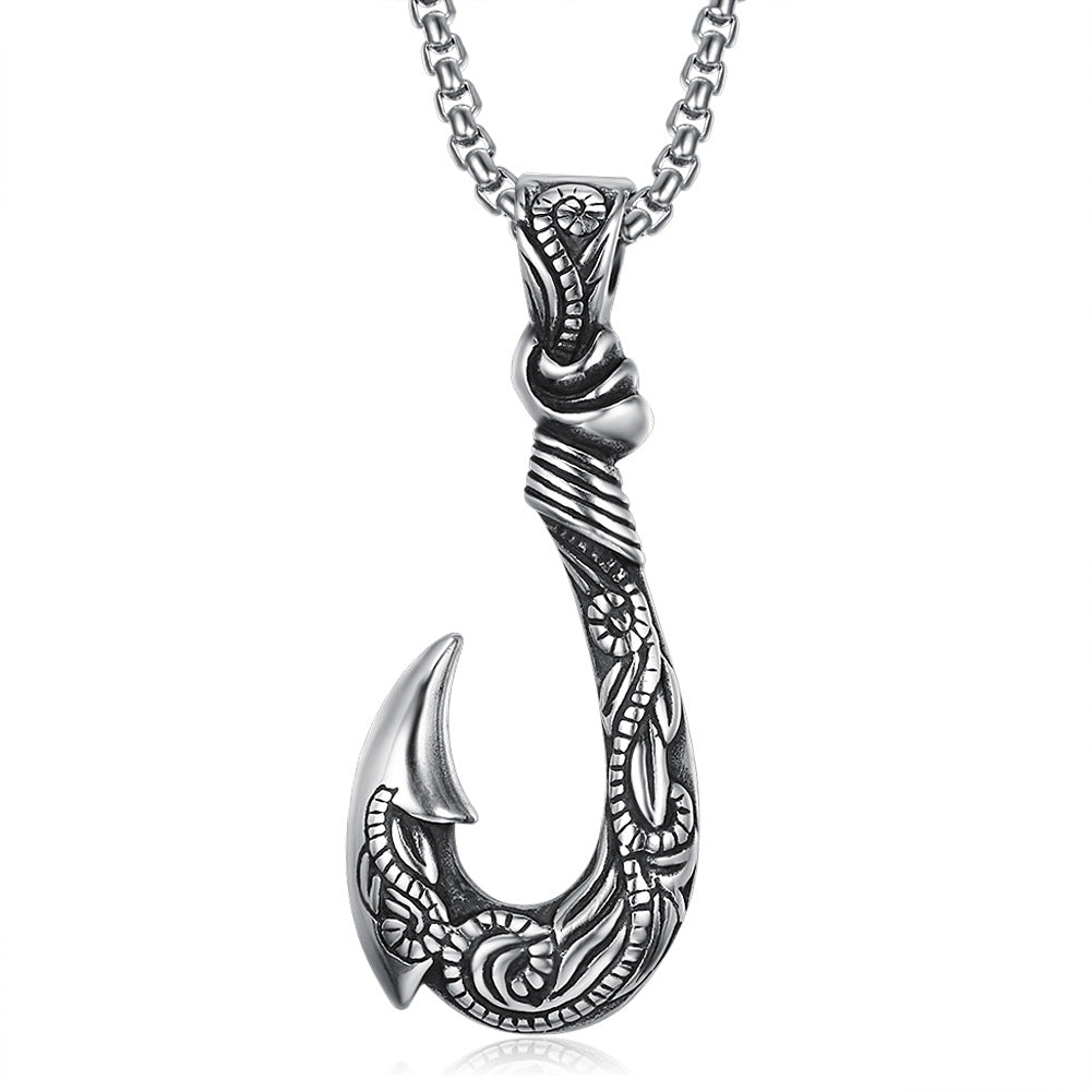 Vintage Stainless Steel Ocean Romance Fish Hook Titanium Steel Pendant - More bang for your bucks