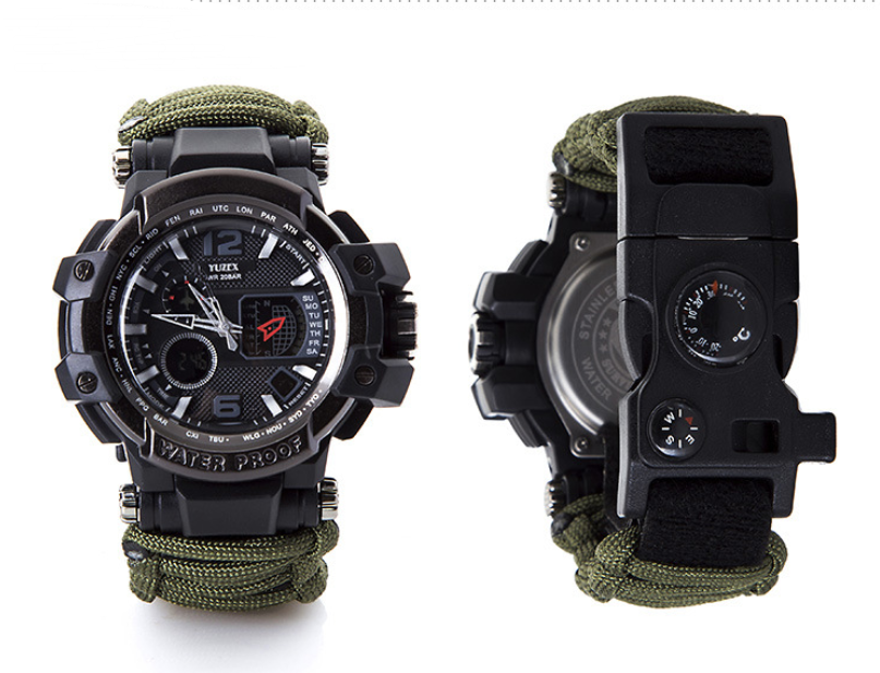 War wolf 2 mechanic outdoor survival survival bracelet life-saving multi-function knife buckle umbrella rope watch waterproof compass - More bang for your bucks