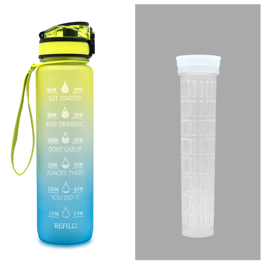 1L Tritan Water Bottle With Time Marker Bounce Cover Motivational Water Bottle Cycling Leakproof Cup For Sports Fitness Bottles - More bang for your bucks