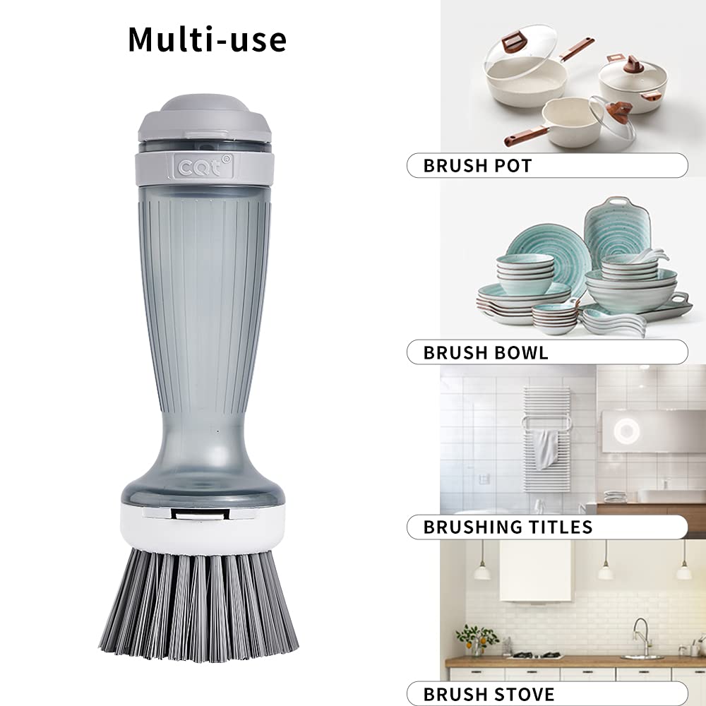 Pot Brush Dish Brush Dish Scrub Brush With Soap Dispenser For Dishes Kitchen Sink Pot Pan Scrubbing 1 Brush 2 Refills - More bang for your bucks