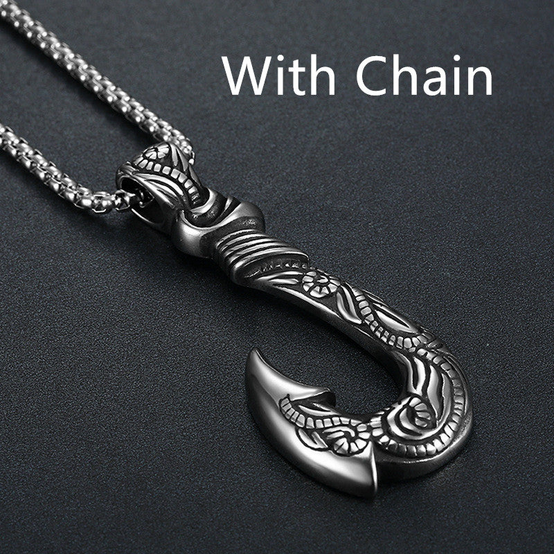 Vintage Stainless Steel Ocean Romance Fish Hook Titanium Steel Pendant - More bang for your bucks