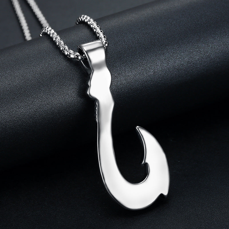 Vintage Stainless Steel Ocean Romance Fish Hook Titanium Steel Pendant - More bang for your bucks