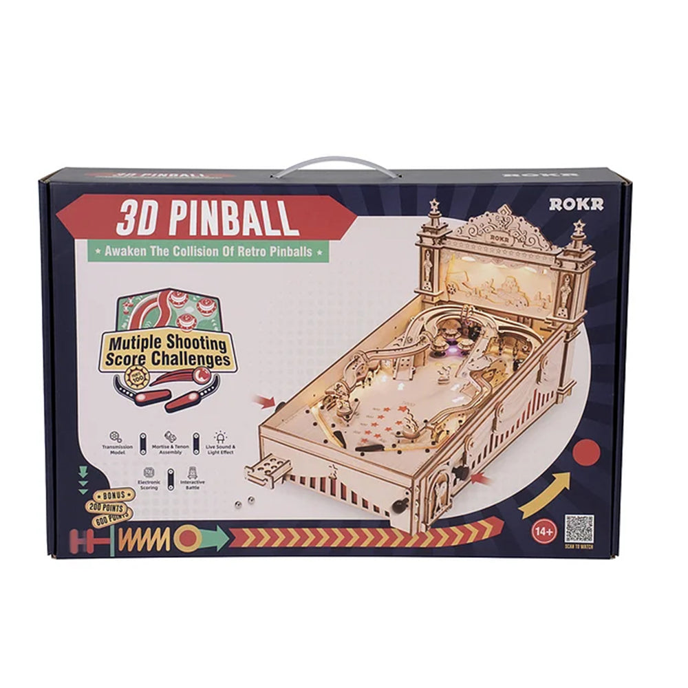 Robotime ROKR DIY Pinball Machine 3D Wooden Puzzle Amusing Table Game EG01