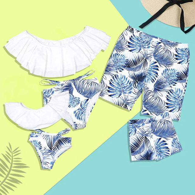 Family Matching Swimwear Mother Daughter Swimsuit Mommy And Me Bikini Clothes Family Look Father Mom Daughter Son Bathing Suit - More bang for your bucks