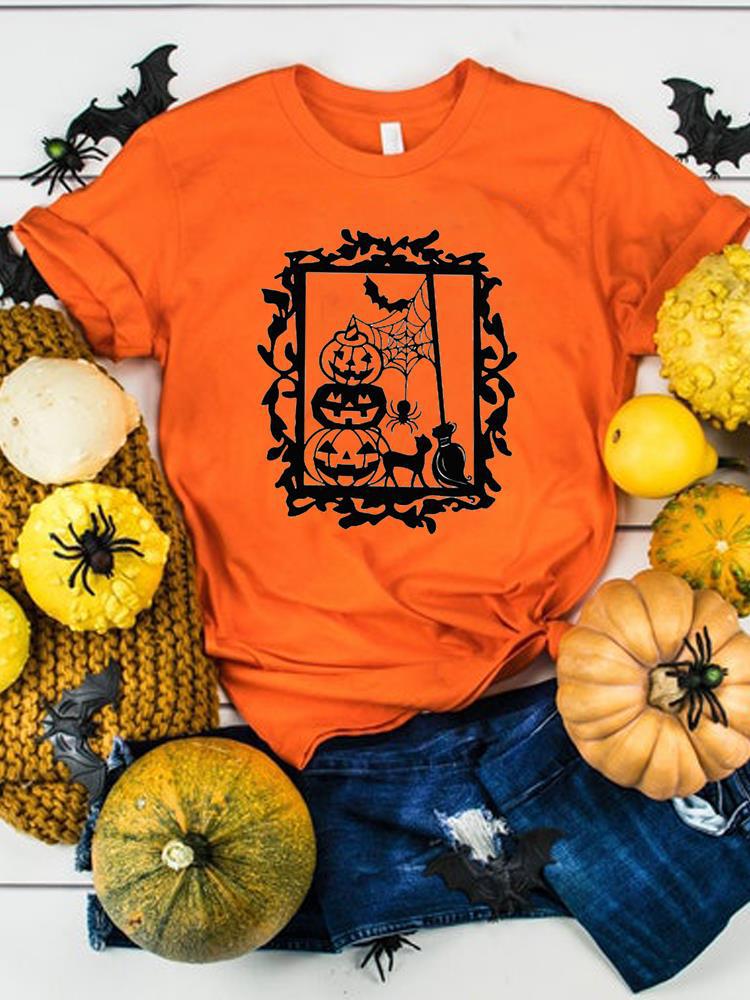 Halloween Thanksgiving Women's Summer Graphics T-Shirt Clothes