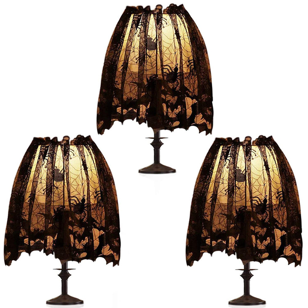 Halloween Lampshade Black Lace Spider Mesh