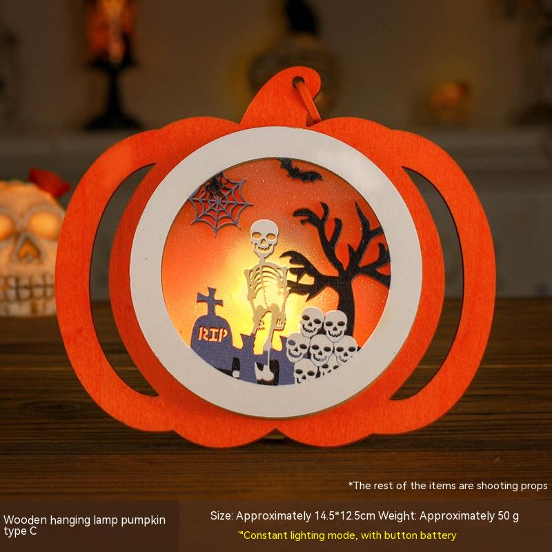 Halloween Pumpkin Lamp Children's Portable Lantern Luminous Ornaments Kindergarten Scene Decorative Ornaments Desktop