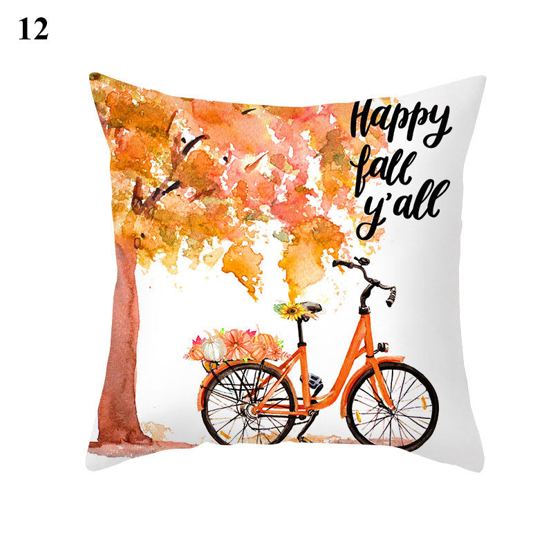 Maple Pumpkin Print Thanksgiving Peach Skin Pillowcase