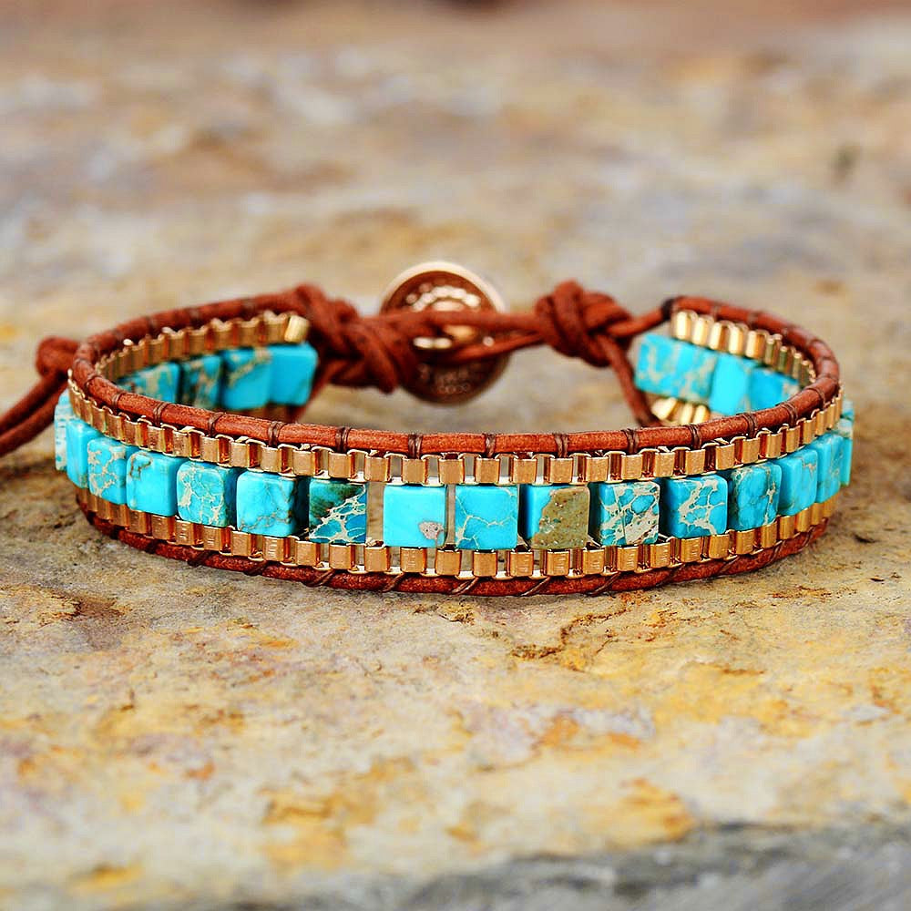 Fashion Imperial Stone Hand-woven Leather Bracelet - More bang for your bucks