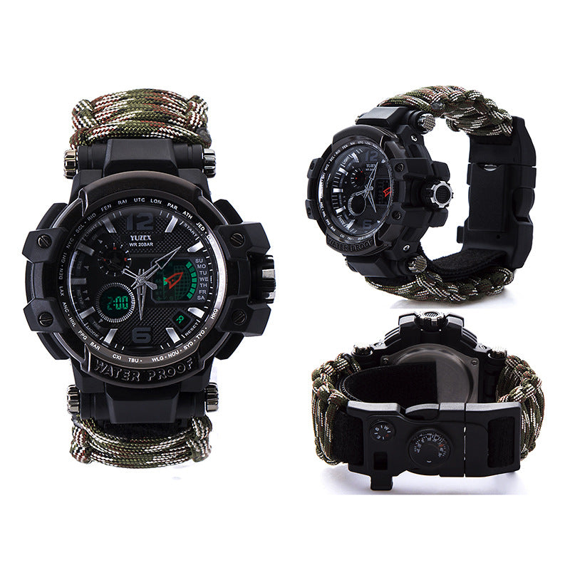 War wolf 2 mechanic outdoor survival survival bracelet life-saving multi-function knife buckle umbrella rope watch waterproof compass - More bang for your bucks