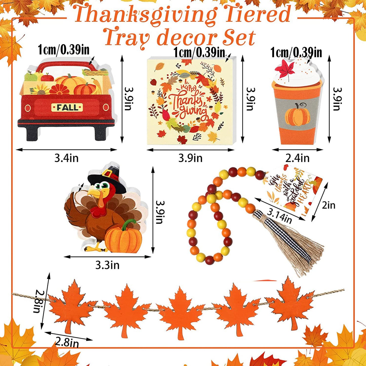 New Thanksgiving Layered Tray Decoration Set Home