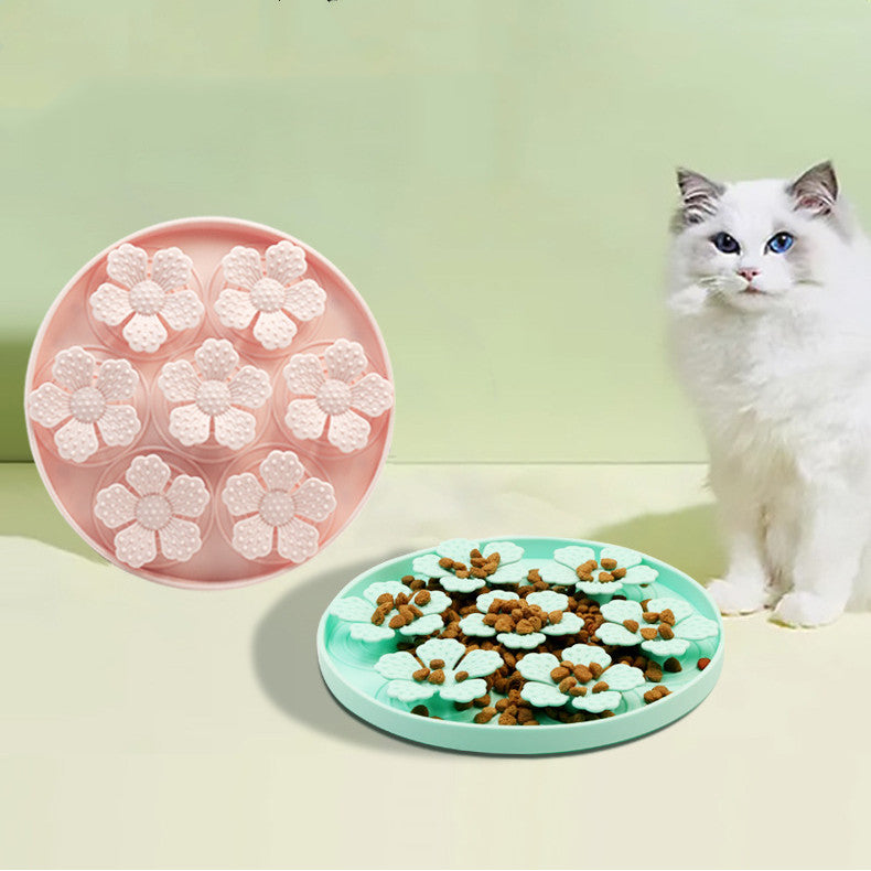 Dog Cat Slow Food Feeding Mat Silicone Dog Slow Feeder Bowl Pet Accessories Flower Shape Food-grade Silicone For Dogs And Cat Feeding Bowls  Pet Products