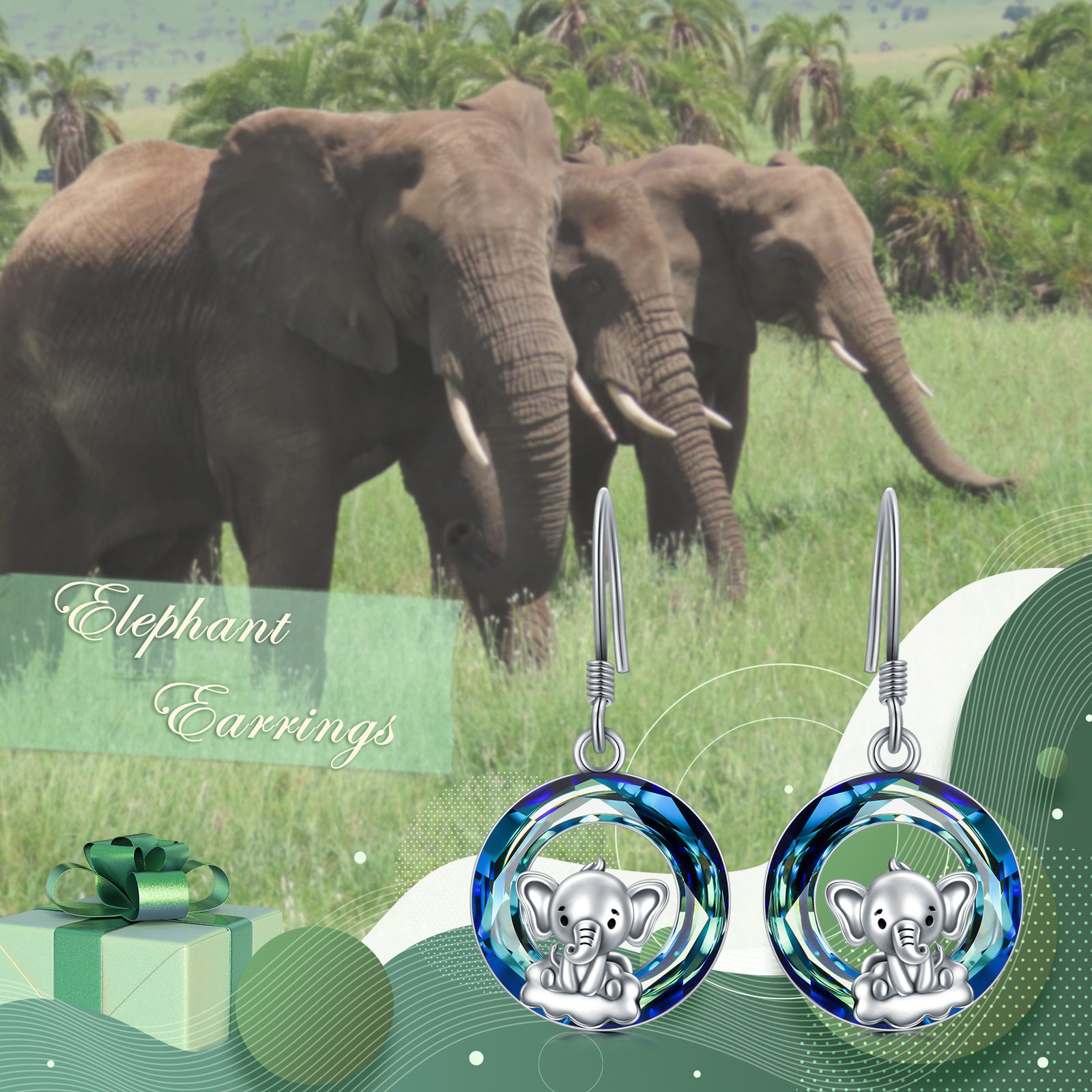 Hypoallergenic Elephant Earrings 925 Sterling Silver Elephant Dangle Drop Earrings Elephant - More bang for your bucks