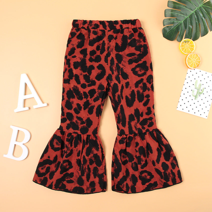 Shortsleeved Big Leopard Print Kids Suit - More bang for your bucks