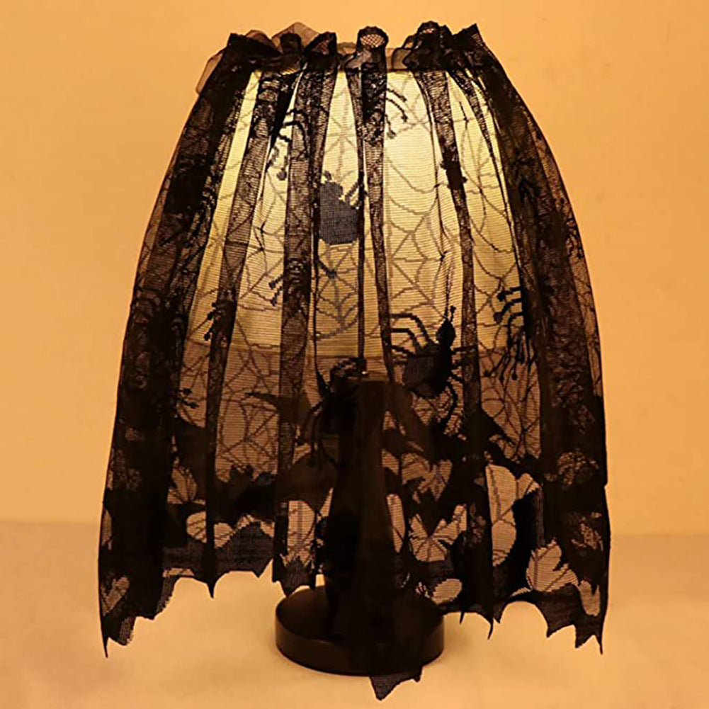 Halloween Lampshade Black Lace Spider Mesh