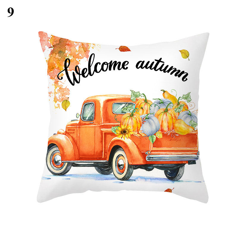 Maple Pumpkin Print Thanksgiving Peach Skin Pillowcase