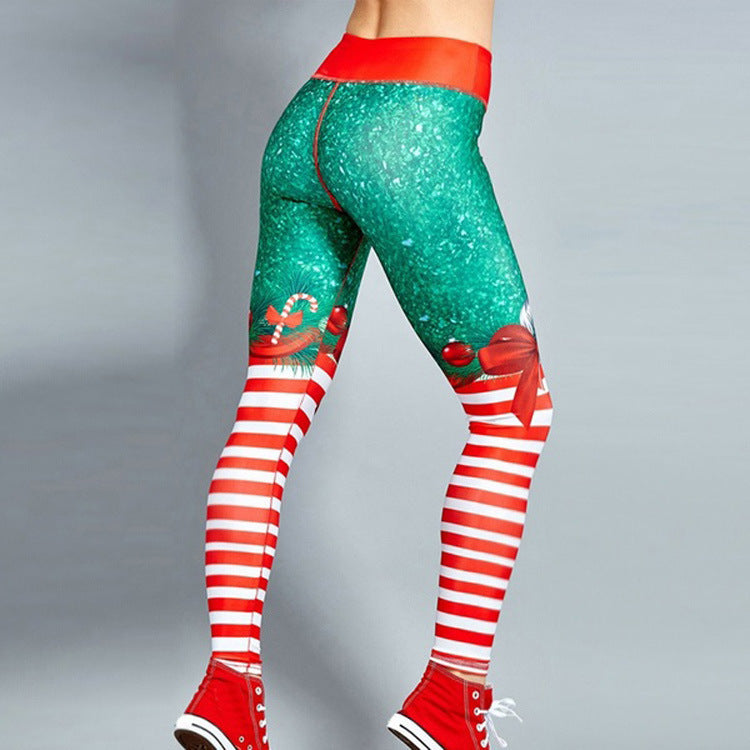 Sports Digital Printing Leggings Christmas High Waist Hip Lift