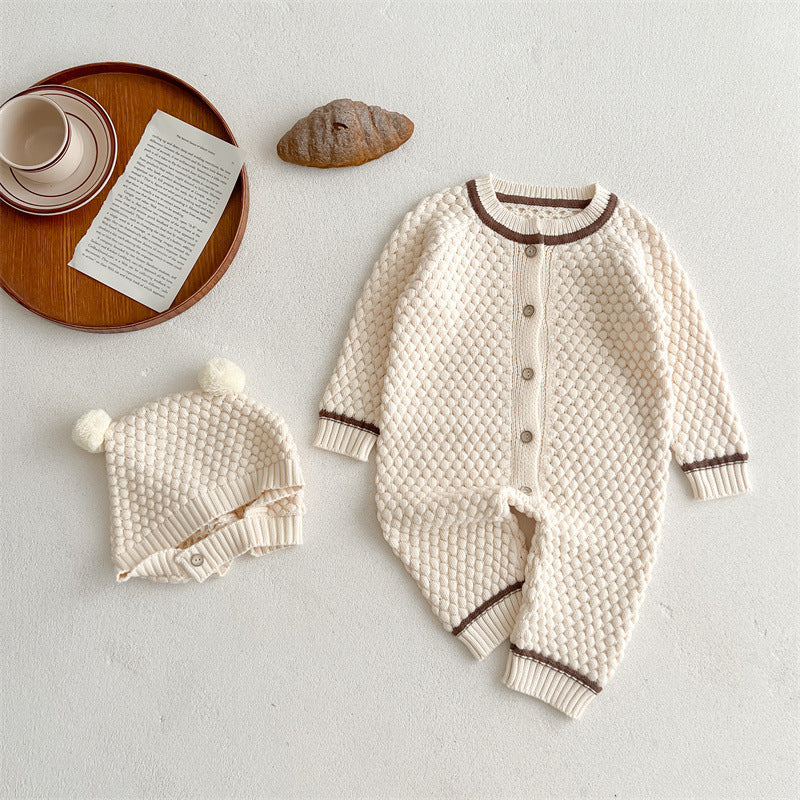 Baby Winter Checkerboard One-piece Newborn Winter Sweater