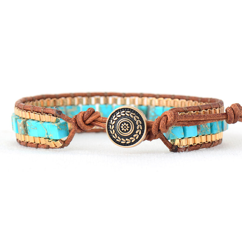 Fashion Imperial Stone Hand-woven Leather Bracelet - More bang for your bucks