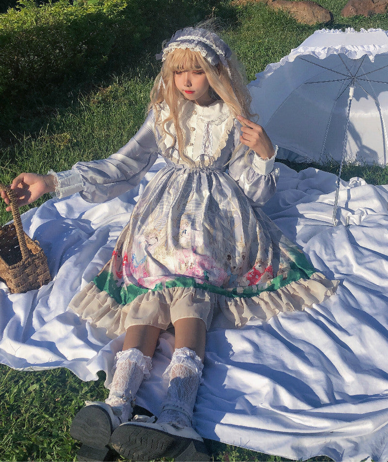 Autumn Sweet Lolita Dress Palace Princess Cute Angel Forest Soft Girl Japanese Doll Collar Girl Op Dress Cos Maid Costumes