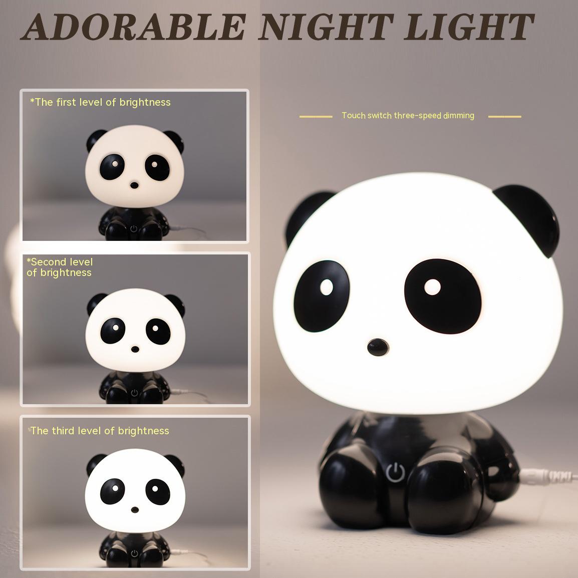 Cute Panda Touch Dimming Night Light Bedroom Bedside Light