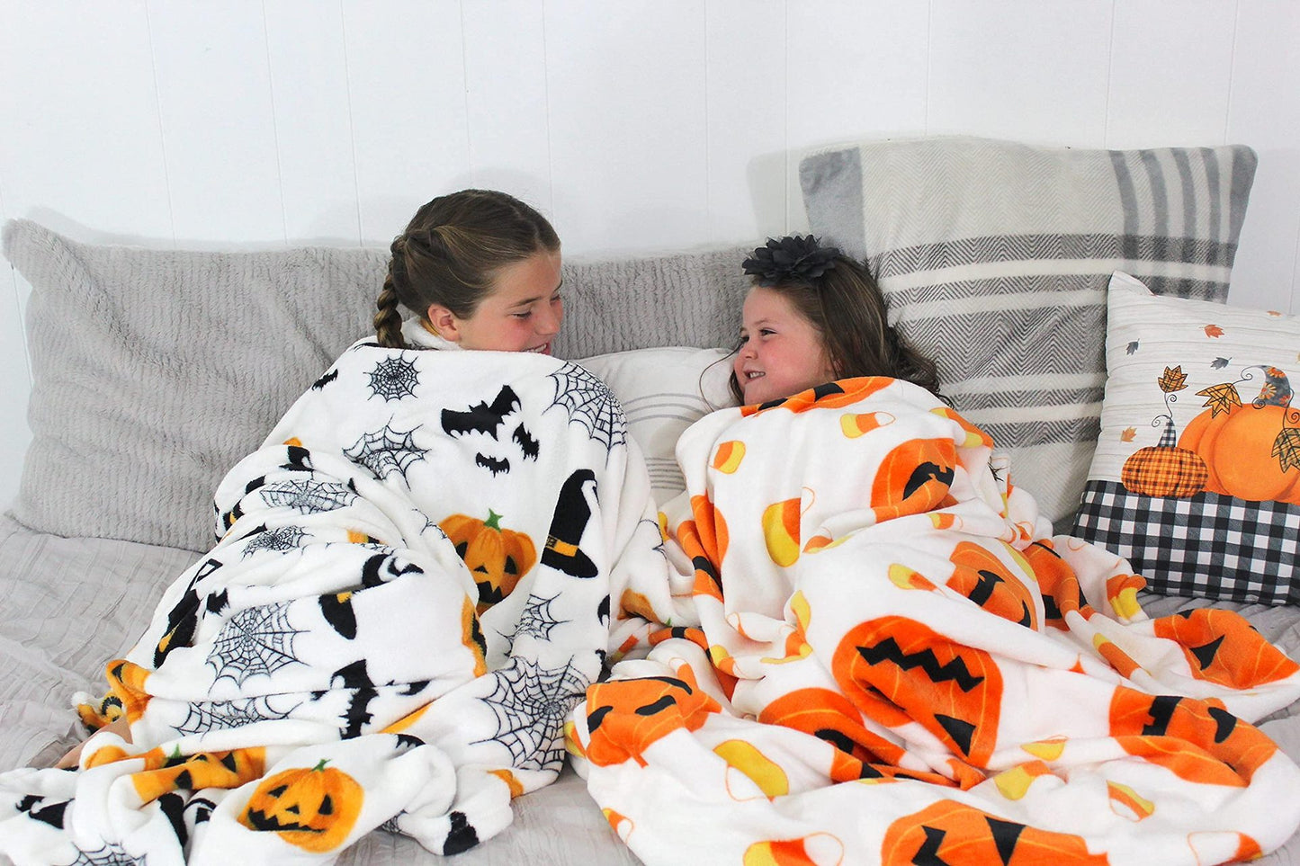 Halloween Pumpkin Bat Holiday Printing Flannel Blanket