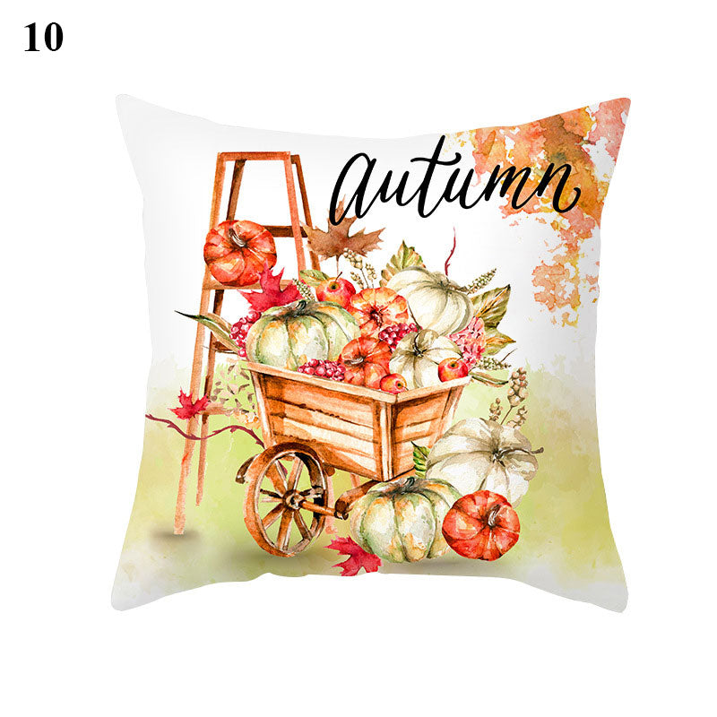 Maple Pumpkin Print Thanksgiving Peach Skin Pillowcase